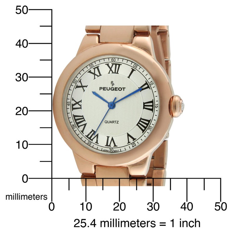 Peugeot Women's Round Tank Wrist Watch, Rose-Gold Dress Watch for Women with Easy to Read Roman Numerals and Steel Bracelet - Image 2