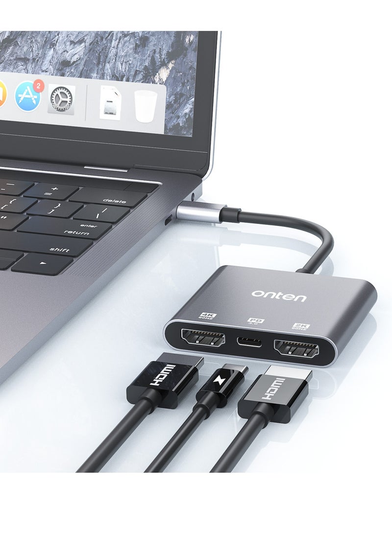 أونتن - محول 3 في 1 USB-C إلى HDMI x 2 مع PD 3.0 OTN-9175S - Image 1