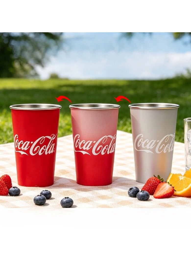 Coca-Cola Cold Water Color Changing Tumbler Cup Cool Red Party Drink Cup For Kids And Teens 450ML - Image 2