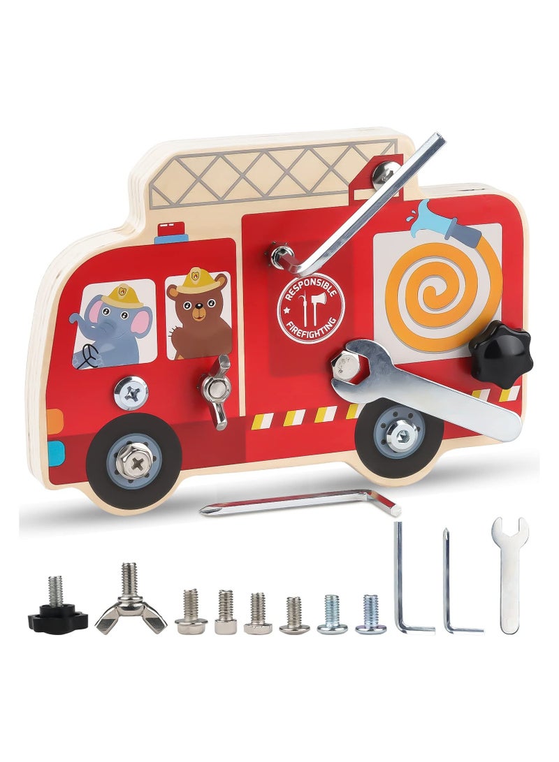 SYOSI Montessori Screw Driver Board for Kids, Screwdriver Board Kids Wooden Toys, Fine Motor Skills Toys, Sensory STEM Wooden Tool Set Screwdriver, Preschool Educational Learning Toys for Kids Boys Girls - Image 1