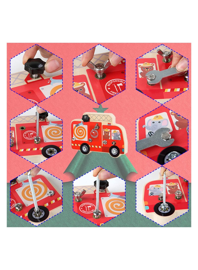 SYOSI Montessori Screw Driver Board for Kids, Screwdriver Board Kids Wooden Toys, Fine Motor Skills Toys, Sensory STEM Wooden Tool Set Screwdriver, Preschool Educational Learning Toys for Kids Boys Girls - Image 3