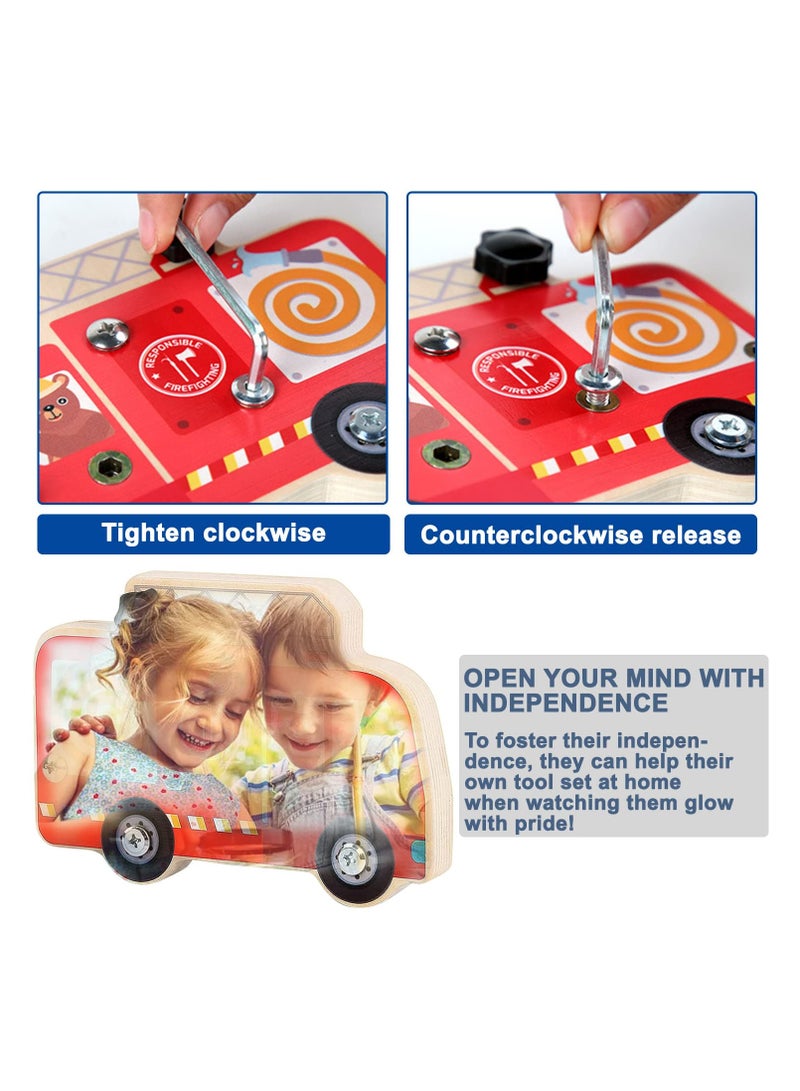 SYOSI Montessori Screw Driver Board for Kids, Screwdriver Board Kids Wooden Toys, Fine Motor Skills Toys, Sensory STEM Wooden Tool Set Screwdriver, Preschool Educational Learning Toys for Kids Boys Girls - Image 4