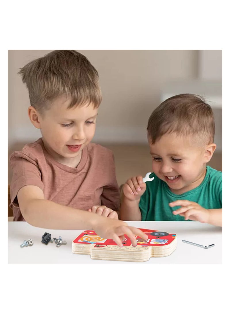 SYOSI Montessori Screw Driver Board for Kids, Screwdriver Board Kids Wooden Toys, Fine Motor Skills Toys, Sensory STEM Wooden Tool Set Screwdriver, Preschool Educational Learning Toys for Kids Boys Girls - Image 5