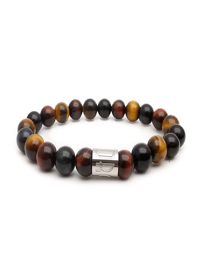 Morchic 3 Color Tiger's Eye Natural Gemstone Women Men Stretch Bracelet, Genuine Tigea Eyes Energy Stone 8mm Beads Classic Birthday Gift 7.5 Inch - Image 1