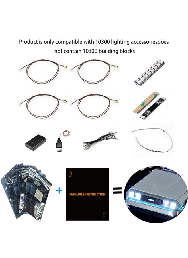BRIXSPARK - BRIXSPARK LED Light Kit for Lego - Creator Expert Back to The Future Time Machine Building Blocks Model, LED Light Set Compatible with 10300(Lego Set NOT Included) - Image 1