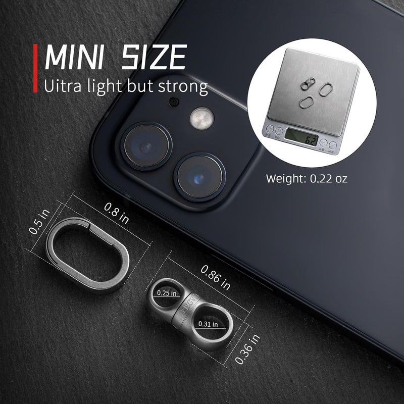 FEGVE Titanium Swivel Key Chain Rings Heavy Duty with 2 Mini Quick Release Keychain Rings, Small Carabiner Key Holder for Connecting Home Keys - Image 2