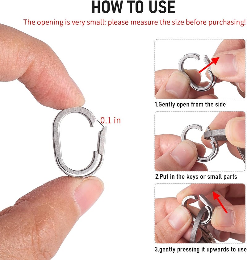 FEGVE Titanium Swivel Key Chain Rings Heavy Duty with 2 Mini Quick Release Keychain Rings, Small Carabiner Key Holder for Connecting Home Keys - Image 3