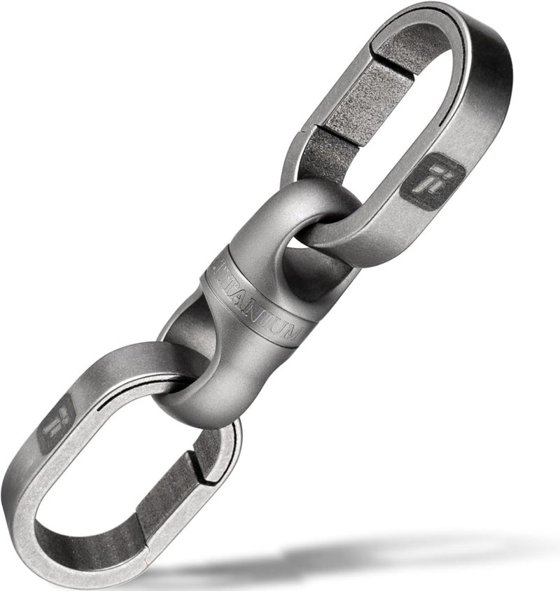 FEGVE Titanium Swivel Key Chain Rings Heavy Duty with 2 Mini Quick Release Keychain Rings, Small Carabiner Key Holder for Connecting Home Keys - Image 1