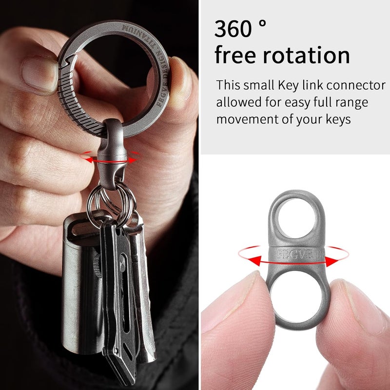 FEGVE Titanium Swivel Key Chain Rings Heavy Duty with 2 Mini Quick Release Keychain Rings, Small Carabiner Key Holder for Connecting Home Keys - Image 5