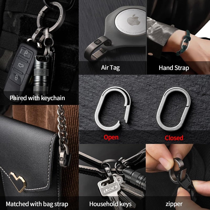 FEGVE Titanium Swivel Key Chain Rings Heavy Duty with 2 Mini Quick Release Keychain Rings, Small Carabiner Key Holder for Connecting Home Keys - Image 4