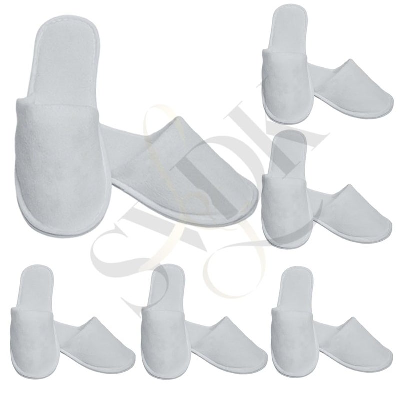 SVDK White Disposable Cotton Slippers Closed Toe Hotel Salons Spa Slippers for Men and Women - Image 2