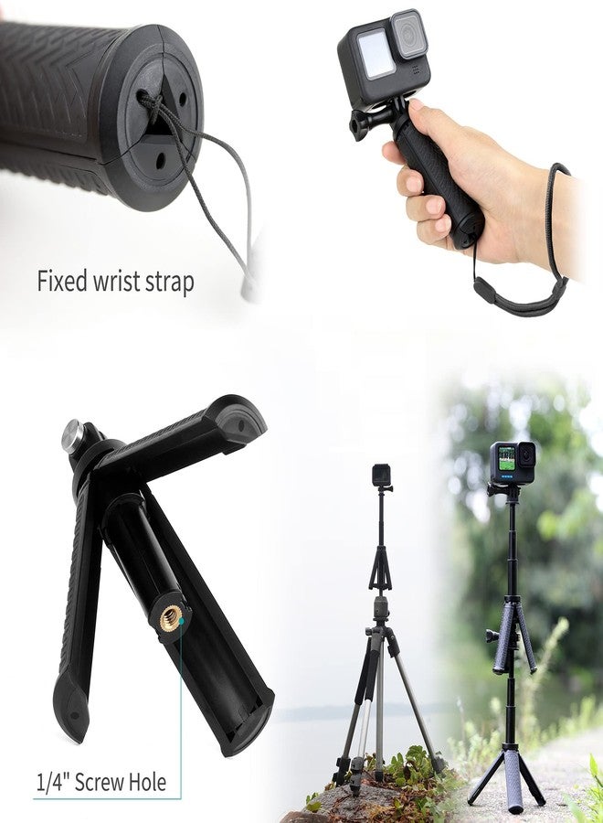 GEPULY Mini Hand Tripod for GoPro Hero 13 12 11 10 9 8 7 6 5 4 3, Session, Fusion, Max, Insta360, DJI, Akaso, Phone - Use it as a Selfie Stick Monopod, Strap, Travel Tripod - Image 5