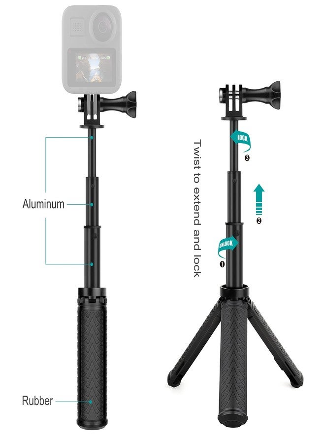 GEPULY Mini Hand Tripod for GoPro Hero 13 12 11 10 9 8 7 6 5 4 3, Session, Fusion, Max, Insta360, DJI, Akaso, Phone - Use it as a Selfie Stick Monopod, Strap, Travel Tripod - Image 2