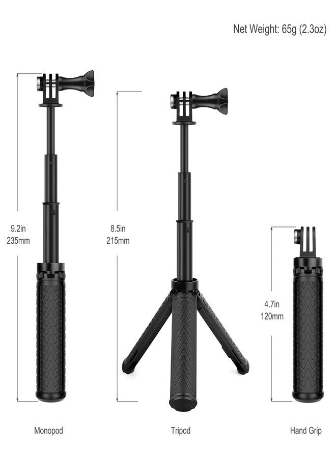 GEPULY Mini Hand Tripod for GoPro Hero 13 12 11 10 9 8 7 6 5 4 3, Session, Fusion, Max, Insta360, DJI, Akaso, Phone - Use it as a Selfie Stick Monopod, Strap, Travel Tripod - Image 4