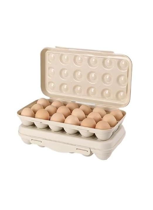 Elpenor ELPENOR Egg Storage Box 18 Grids Egg Holder for Refrigerator Stackable Plastic Egg Tray Holder Fridge Egg Dispenser Clear Egg Storage Box Egg Container with Lid for Refrigerator MULTI COLOR  - Image 2