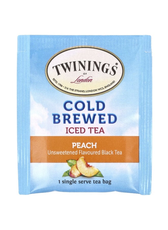 Twining's Twinings, Cold Brewed Iced Tea, Black Tea, Unsweetened, Peach, 20 Single Serve Tea Bags, 1.41 oz (40 g)  - Image 3