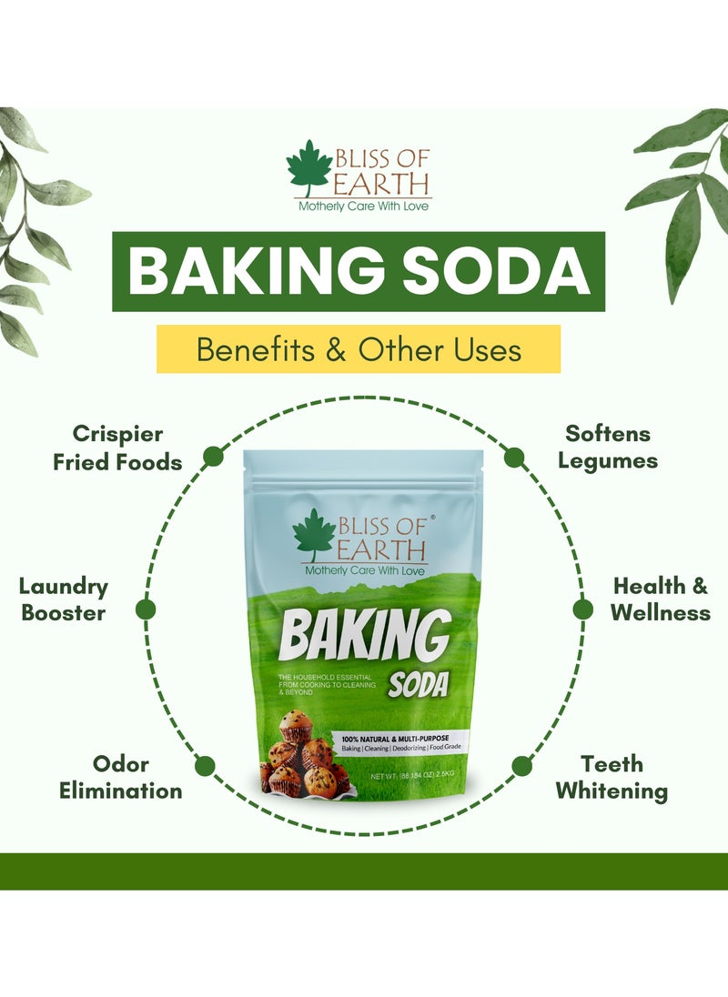 BLISS OF EARTH Baking Soda For Food and Cleaning Purpose 2.5kg Sodium Bicarbonate for Baking Cleaning and Deodorizing Food Grade Non GMO Eco Friendly  - Image 5