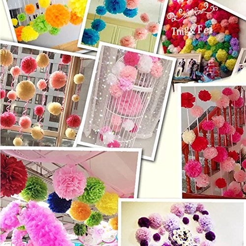 SUSIFT Paper Pom Poms - 15 pcs of 10, 12, 14 Inch - Paper Flowers - Perfect for Wedding Decor - Birthday Celebration - Wedding Party and Outdoor Decoration - Image 4