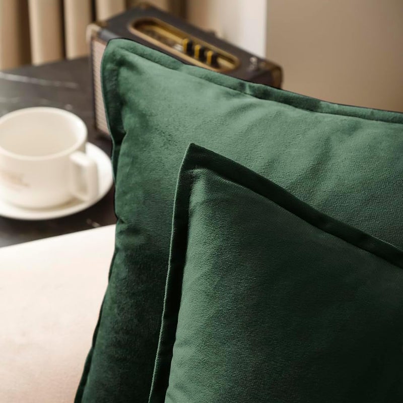 VAKADO Throw Pillow Covers 18x18 Set of 2 Army Green Christmas Velvet Decor Decorative Couch Cushion Euro Xmas Pillowcases with Fringe Home Bed Decoration for Sofa Bedroom Office - Image 4