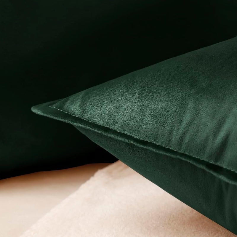 VAKADO Throw Pillow Covers 18x18 Set of 2 Army Green Christmas Velvet Decor Decorative Couch Cushion Euro Xmas Pillowcases with Fringe Home Bed Decoration for Sofa Bedroom Office - Image 2