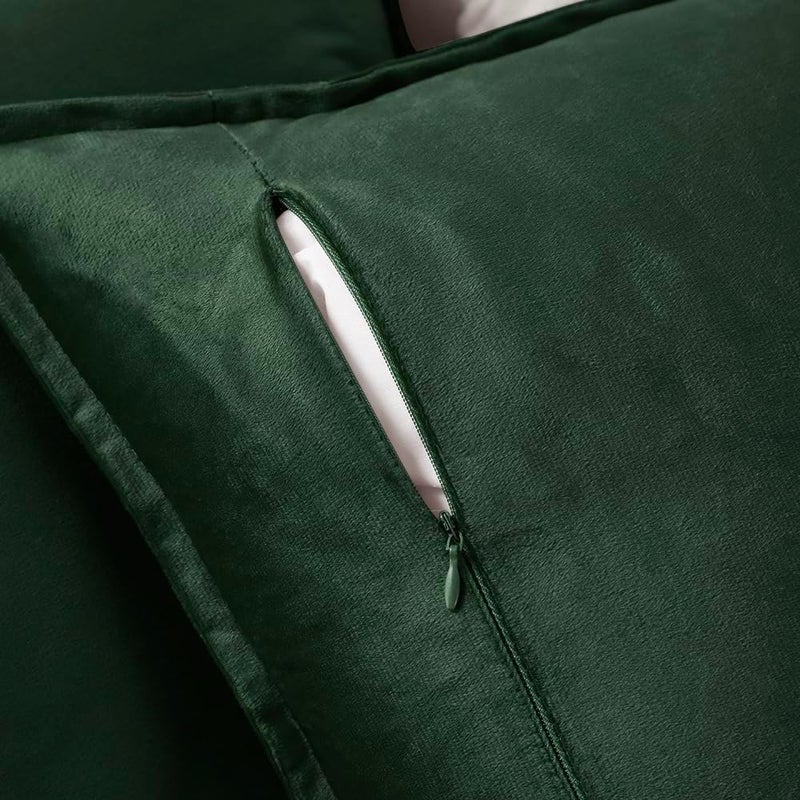 VAKADO Throw Pillow Covers 18x18 Set of 2 Army Green Christmas Velvet Decor Decorative Couch Cushion Euro Xmas Pillowcases with Fringe Home Bed Decoration for Sofa Bedroom Office - Image 3