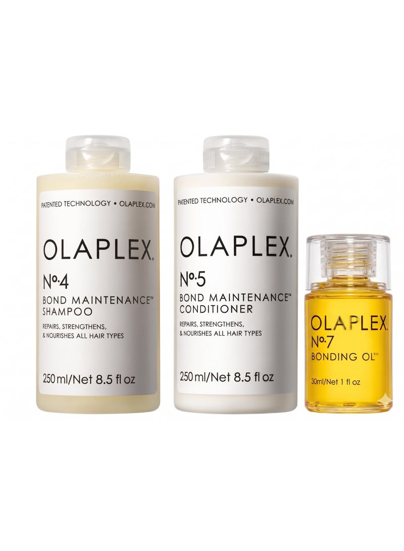 Olaplex #4BOND MAINTENANCE Shampoo & #5 BOND MAINTENANCE COND 8.5OZ + OLAPLEX #7 BONDING OIL 30ML/1OZ