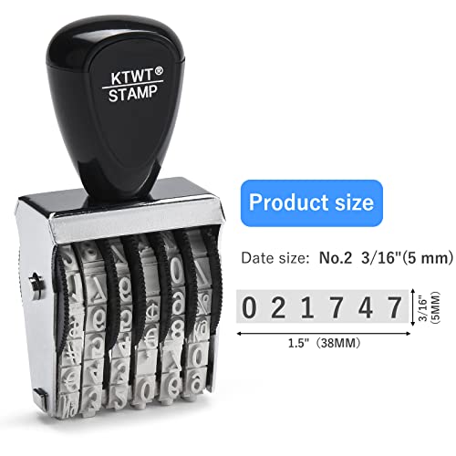KTWT 6 Digits Rubber Number Stamp, Date Stamp, Office Stamp, Rotating Stamp, Office Business Stamps - Image 2