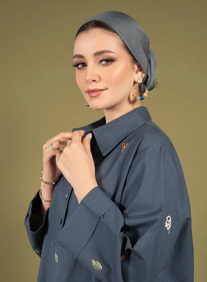 MISHKAT فستان قميص من قطن الكتان ميشكات بوجانفيل - XL - Image 4