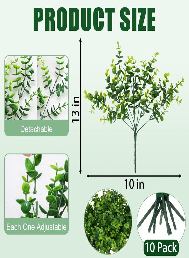 Trimgrace 10 Bundles Fake Eucalyptus Branches, Artificial Greenery for Indoor Outdoor Decor - Realistic Faux Plants Stems for Vase, Wedding, Porch Planter and Table Centerpiece Arrangements Decoration - Image 2