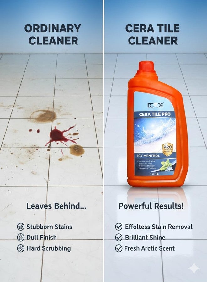DCODE Cera Tile Pro Tile Cleaner 1 Litre, Removes Cement, Hard Water & Yellow Stains, Bathroom Floor & Kitchen Tile Cleaner, Restores Shine & Removes Limescale, Icy Menthol - Image 4