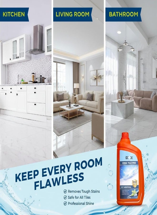 DCODE Cera Tile Pro Tile Cleaner 1 Litre, Removes Cement, Hard Water & Yellow Stains, Bathroom Floor & Kitchen Tile Cleaner, Restores Shine & Removes Limescale, Icy Menthol - Image 5