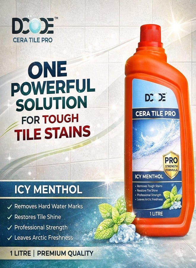 DCODE Cera Tile Pro Tile Cleaner 1 Litre, Removes Cement, Hard Water & Yellow Stains, Bathroom Floor & Kitchen Tile Cleaner, Restores Shine & Removes Limescale, Icy Menthol - Image 3