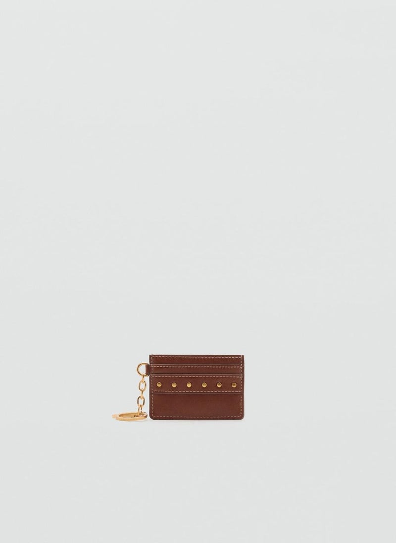MANGO Leather-Effect Card Holder With Studs  - Image 2
