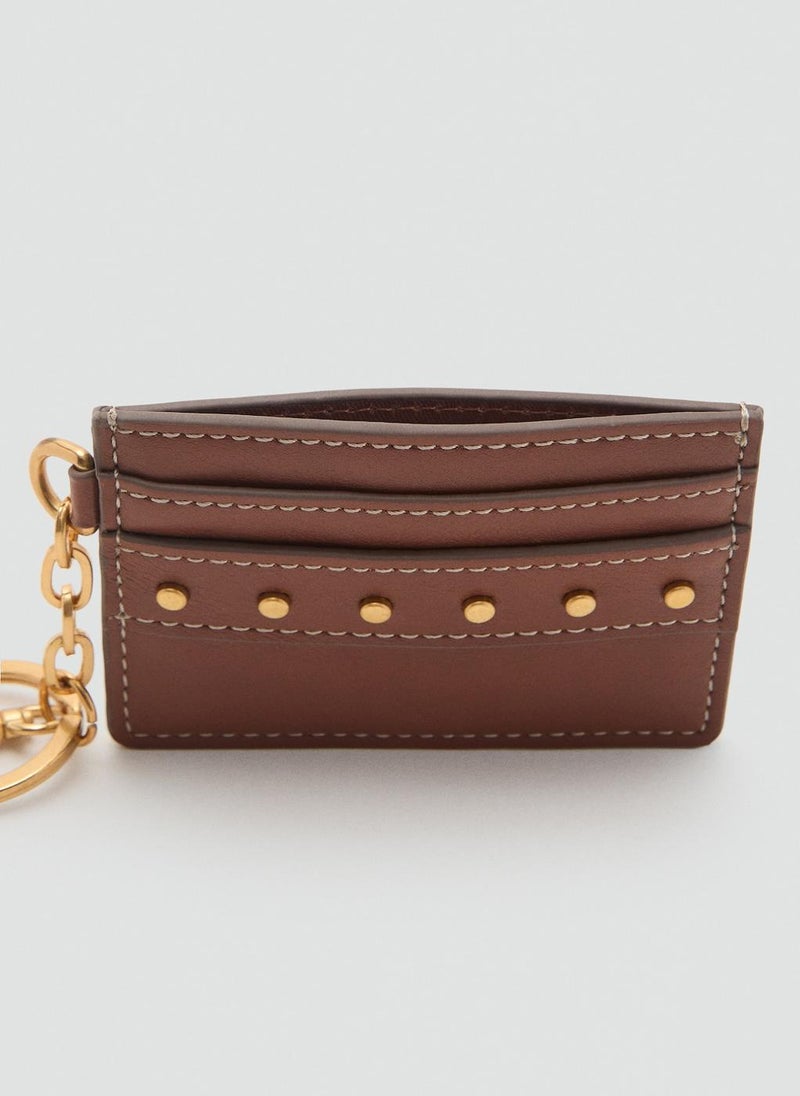 MANGO Leather-Effect Card Holder With Studs  - Image 4