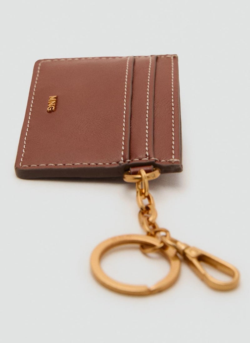 MANGO Leather-Effect Card Holder With Studs  - Image 3