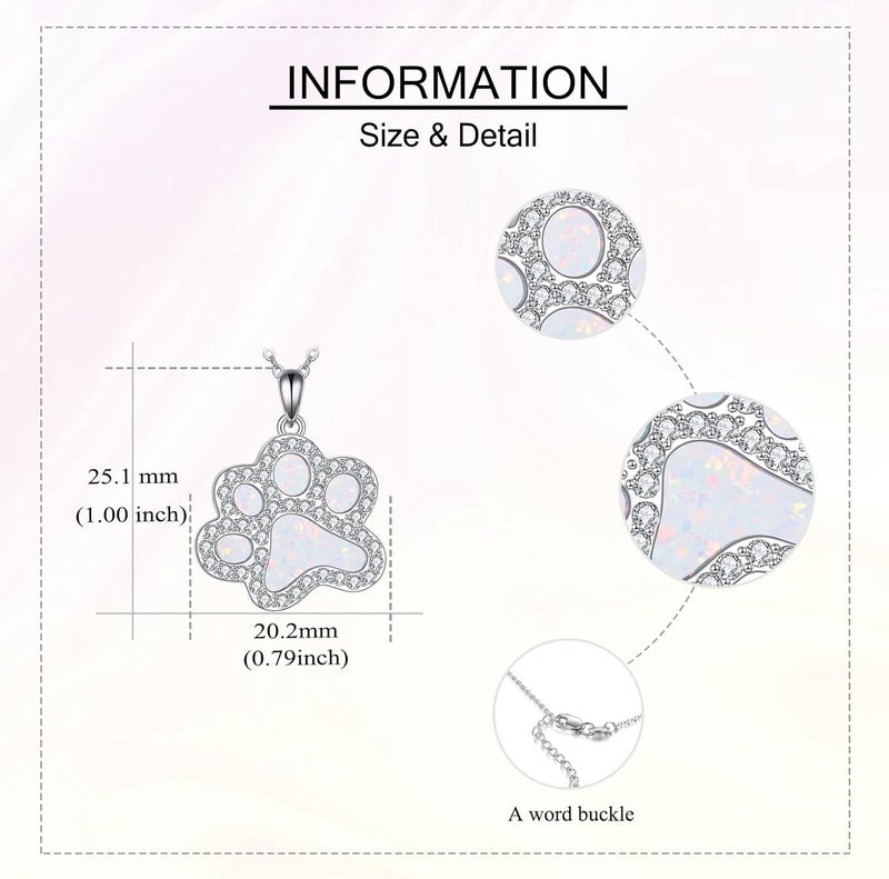 ONEFINITY Store Paw Print Necklace 925 Sterling Silver Cat Dog Paw Pendant Jewelry for Women Pet Lover Gifts - Image 4