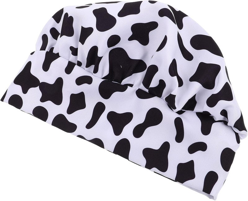 Chef Mushroom Hat Cow Print Kitchen Cooking Cap Food Service Headwear for Adults and Party Baking Uniform Multi - Image 1