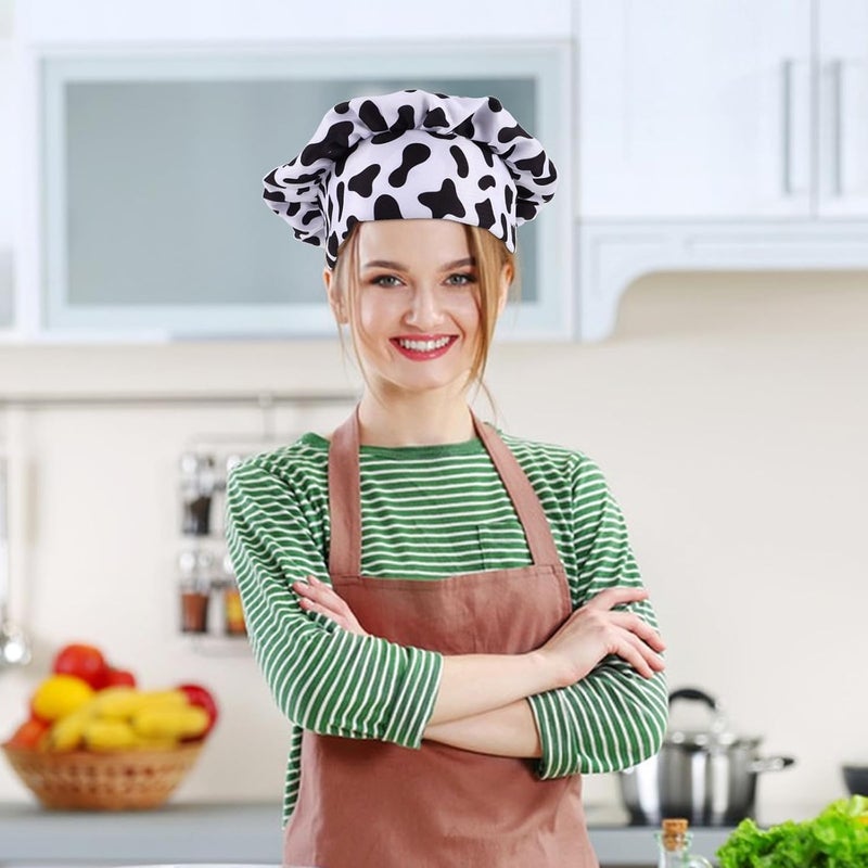 Chef Mushroom Hat Cow Print Kitchen Cooking Cap Food Service Headwear for Adults and Party Baking Uniform Multi - Image 5