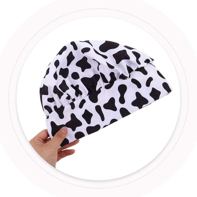 Chef Mushroom Hat Cow Print Kitchen Cooking Cap Food Service Headwear for Adults and Party Baking Uniform Multi - Image 4