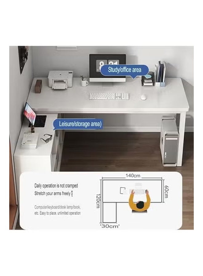 كيكي مكتب كمبيوتر عصري صغير الحجم مع رف تخزين ولوحة متينة باللون الأبيض 120*120*75 سم - Image 3