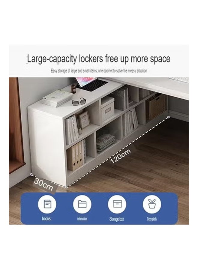 كيكي مكتب كمبيوتر عصري صغير الحجم مع رف تخزين ولوحة متينة باللون الأبيض 120*120*75 سم - Image 2