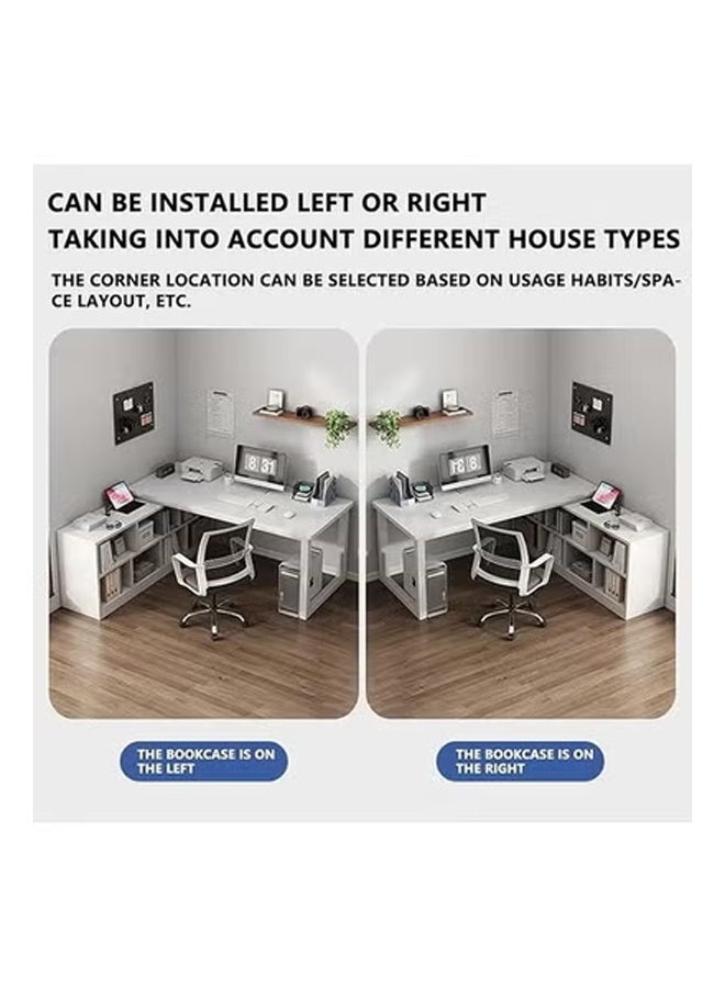 كيكي مكتب كمبيوتر عصري صغير الحجم مع رف تخزين ولوحة متينة باللون الأبيض 120*120*75 سم - Image 4