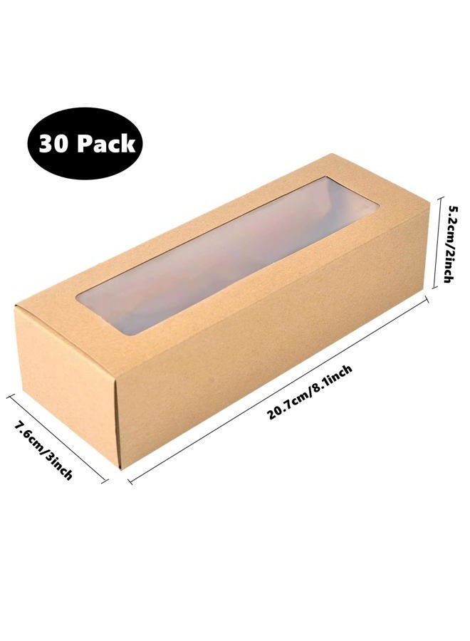 GUIFIER 30 Pack Kraft Macaron Boxes with Window, Small Macaron Containers for 5 to 7 Macarons, Bakery Packaging Box, Cookie Boxes, Pastry Boxes for Gift Giving Truffles Desserts Muffins Cupcake(Brown) - Image 2