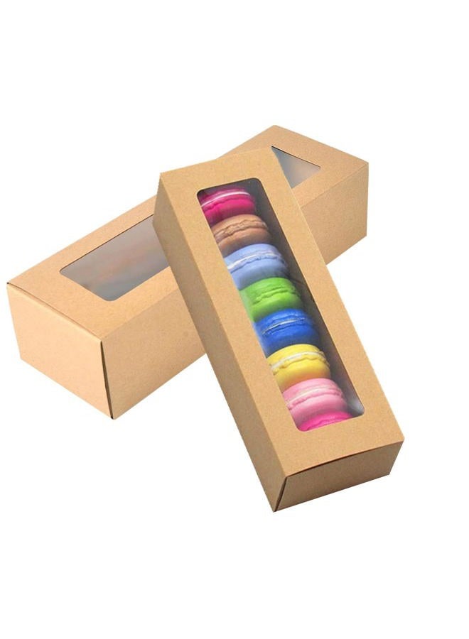 GUIFIER 30 Pack Kraft Macaron Boxes with Window, Small Macaron Containers for 5 to 7 Macarons, Bakery Packaging Box, Cookie Boxes, Pastry Boxes for Gift Giving Truffles Desserts Muffins Cupcake(Brown) - Image 1