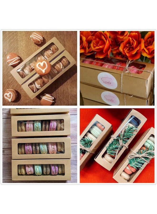 GUIFIER 30 Pack Kraft Macaron Boxes with Window, Small Macaron Containers for 5 to 7 Macarons, Bakery Packaging Box, Cookie Boxes, Pastry Boxes for Gift Giving Truffles Desserts Muffins Cupcake(Brown) - Image 3