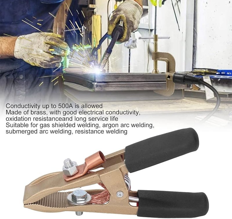 ملقط الأرض للحام ذو الغطاء الأسود من النحاس 500 أمبير لمصنع نقل الطاقة - Image 4