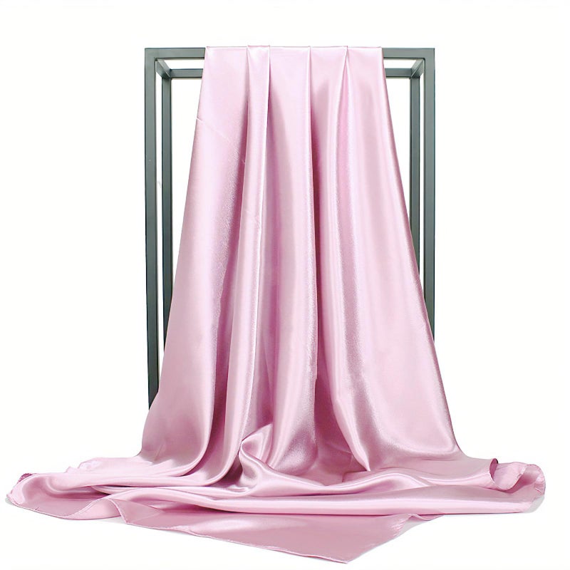 vimate Pink Silk Scarf, Ladies 35'' Square Satin Soild Silk Hairband Scarf for Head Wrap Sleeping at Night (Style 39-Pink) - Image 5