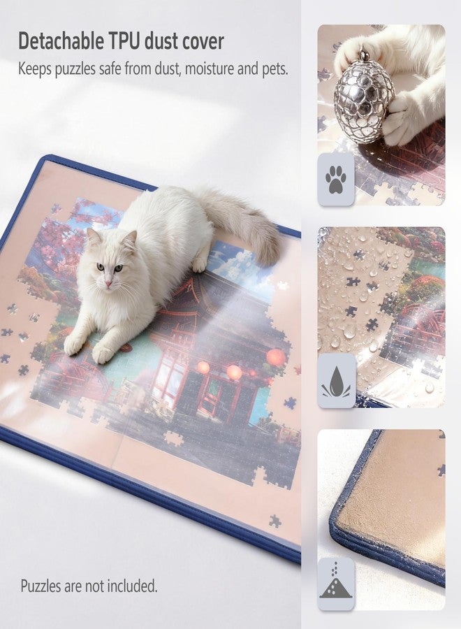 Tektalk Foldable Jigsaw Puzzle Board with 3 Angle Adjustable Bracket/Stand, Lightweight Portable Puzzle Mat with Dustproof Cover for Puzzle Storage Saver, Non-Slip Surface, Up to 1500 Pieces - Khaki - Image 5