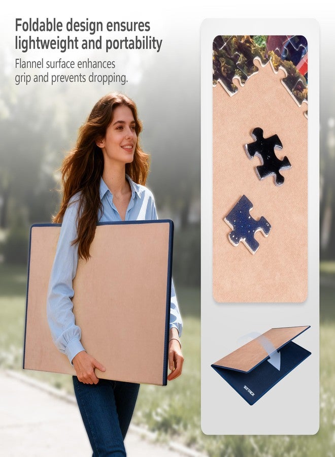 Tektalk Foldable Jigsaw Puzzle Board with 3 Angle Adjustable Bracket/Stand, Lightweight Portable Puzzle Mat with Dustproof Cover for Puzzle Storage Saver, Non-Slip Surface, Up to 1500 Pieces - Khaki - Image 4