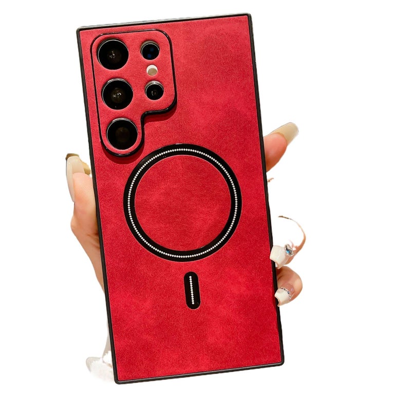 MagSafe Case | Shockproof Cover for Samsung Galaxy S24 Ultra | Drop Protection | Anti-Fingerprint | Red - Image 1